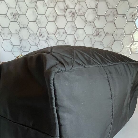 Juicy Couture Black and Pink Quilted Weekender Tote with Sporty Stripes - Picture 9 of 15